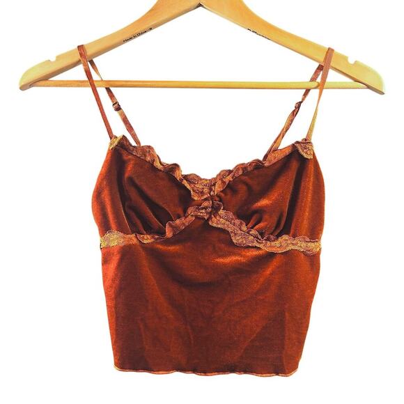 Unbranded Tops - Y2K Style Velvet Lace Trim Cami Woodland Dark Fairy Whimsygoth Boho Festival SM